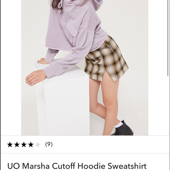 Lavender Cutoff Hoodie Sweatshirt, raw hem - Picture 2 of 4